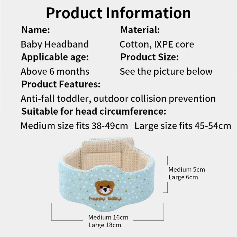 Baby Infant Toddler No Bumps Safety Helmet Head Cushion Bumper Bonnet Baby Head Protector Baby Helmet Walking Run Headband 6