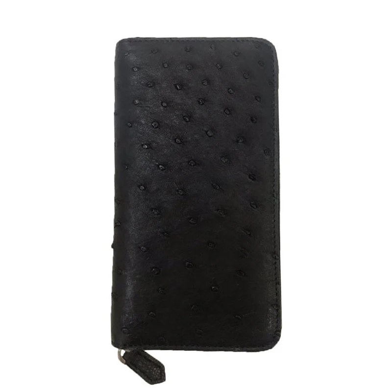 2024 New Fashion Business Men's Wallets Ostrich Skin Genuine Leather Long Organizer Wallet Boy Brand Luxury Card Holder Purse 2