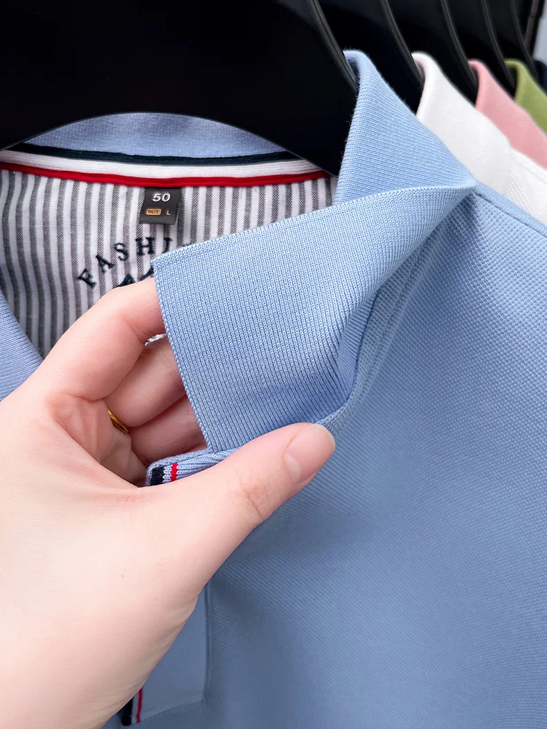 Luxury 100% cotton men's short sleeve polo shirt fashionable stripes comfort texture summer new high-end business casual T-shirt 31 S00dbda2365ec44c89714dbed6857d20b4