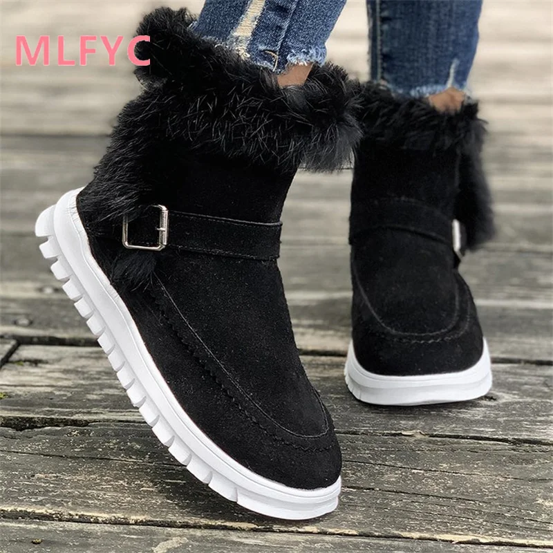 Fashion Women's Boots New Winter Thickened Short Boots Female Plush and Warm Flat Bottom Cotton Shoes Mujer