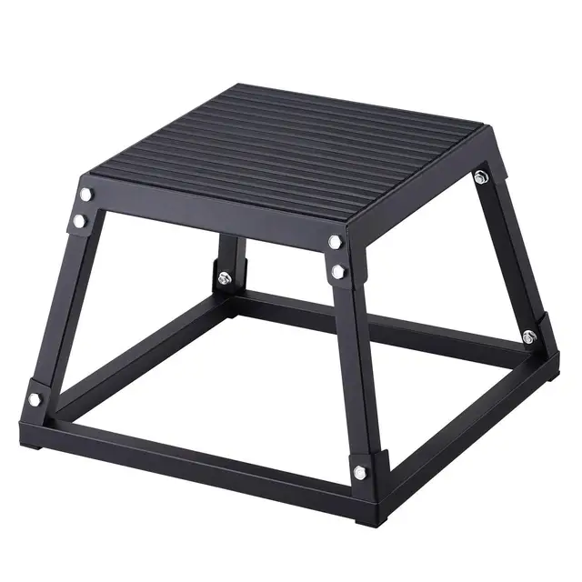 Compact 12in Steel Jump Platform 500lb Max Load Anti-Slip Top Layer Four Rubber Bases for Strength Conditioning Black