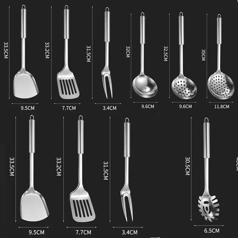 Stainless Steel Cooking Utensils Set - Shovel, Soup Spoon, and Turner