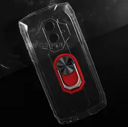 Enhanced Blackview BV9300 Pro Phone Case - 6.7 Soft TPU Silicone with Finger Ring and Bracket for Blackview BV9300 Pro (Transparent C Red)