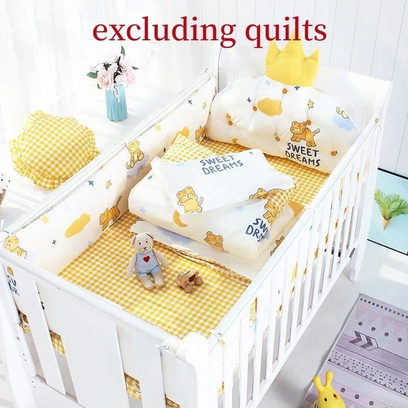 

5pcs Baby Bedding Set Crown Pillow+bumpers+sheet Suit Cartoon Cotton Bedroom Decor Baby Crib Bed Bumper Newborn Gift Present