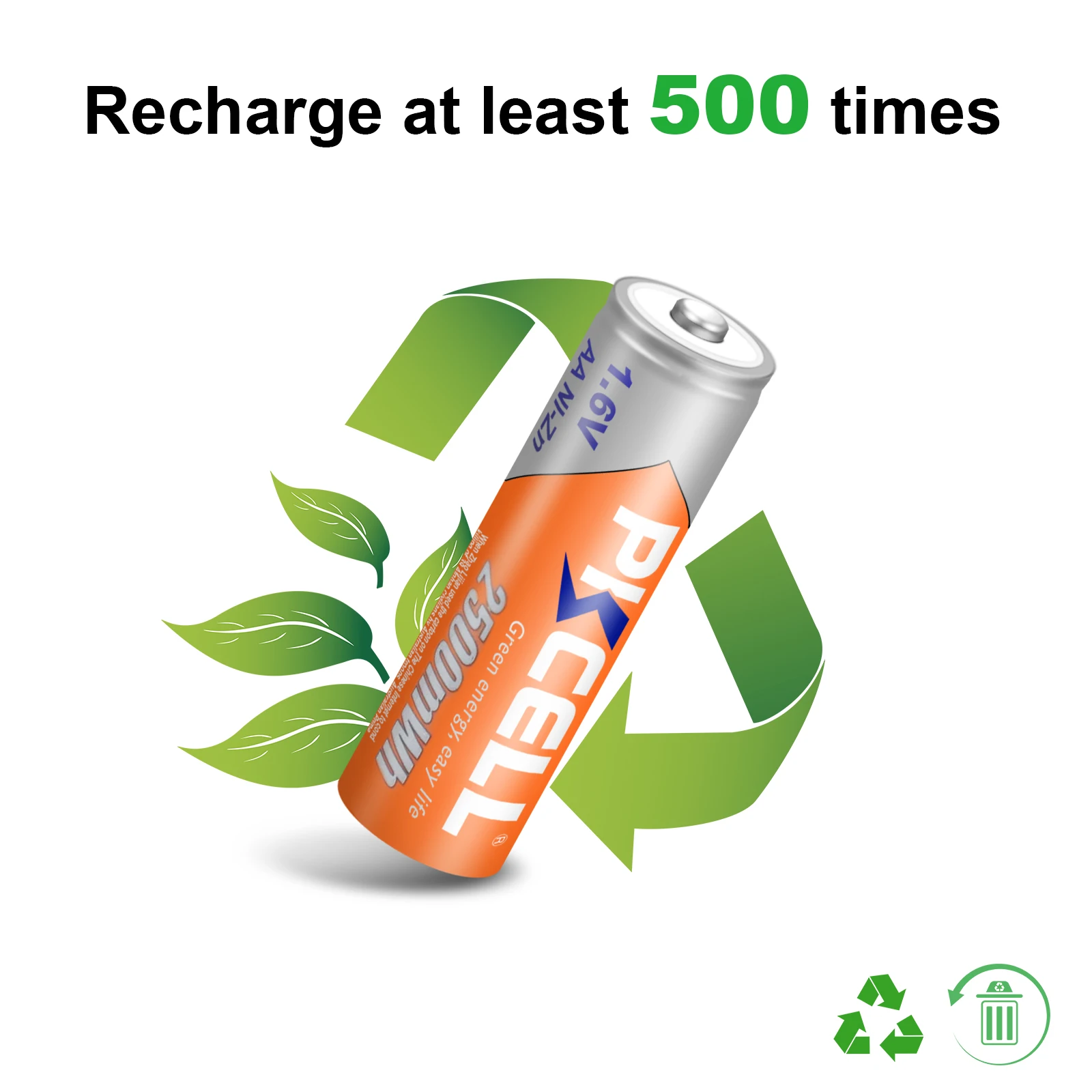 Rechargeable Nickel Zinc Batteries 8pcs/lot PKCELL AA Battery Ni-Zn 1.6V 2500mWh Nickel-Zinc AA Rechargeable Battery Batteries Baterias For Flashlight toy camera