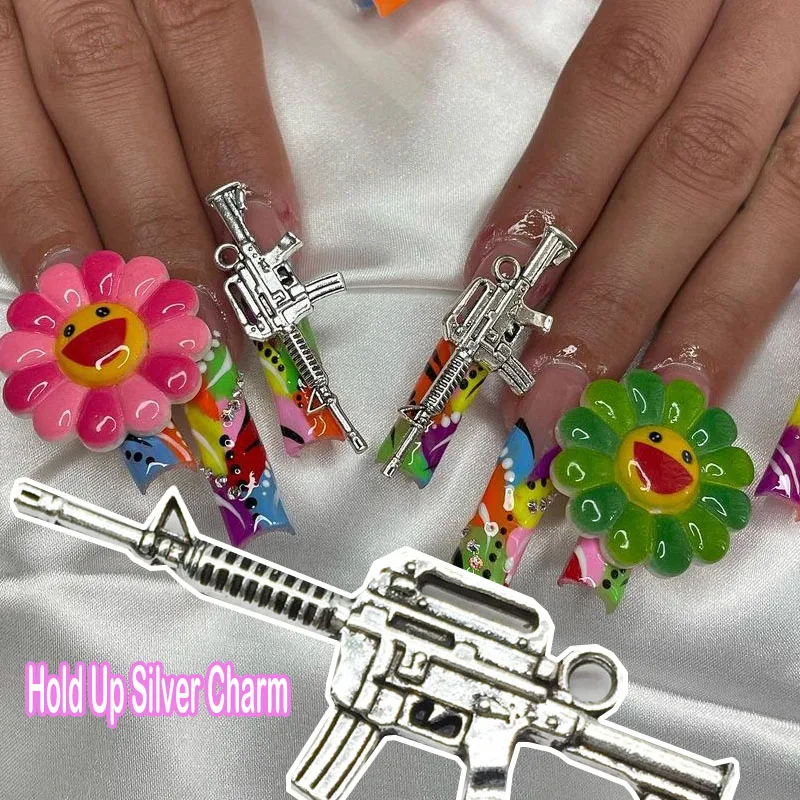 

10Pcs/lot Trendy Nail Charms Silver Alloy 3D Nail Art Tips Decoration Crystal Punk Design Accessories Rhinestone Decoration