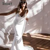 Elegant Mermaid Wedding Dresses Women Open Back V-Neck Spaghetti Straps Crepe Simple Bridal Gowns Vestidos De Noiva Customized 1