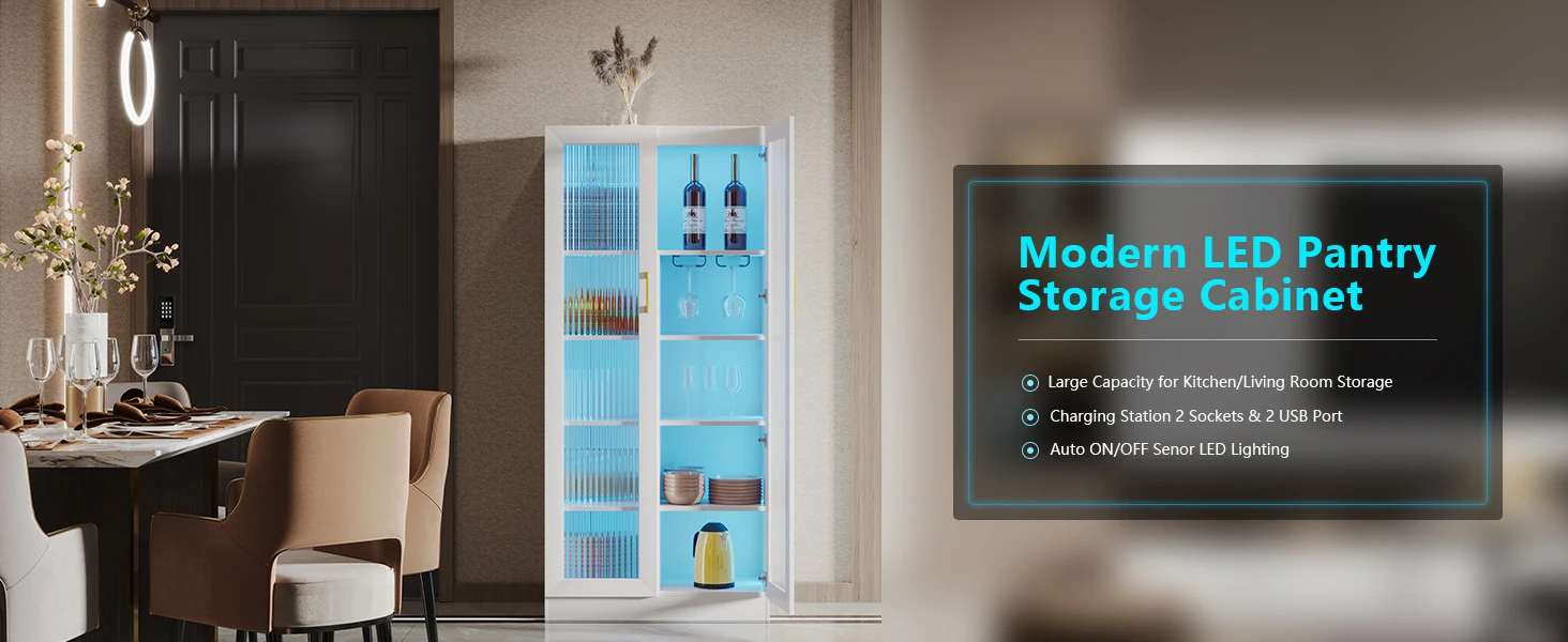 Modern LED Pantry Storage Cabinet