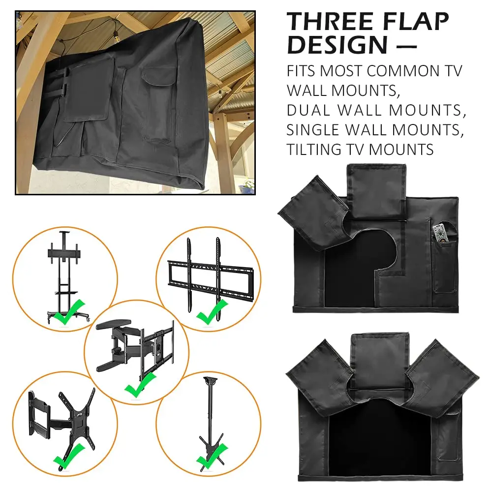 IBirdie Copertura Impermeabile Per TV Da Esterno 80-85 Pollici - 180x114 Cm, Resistente Alle Intemperie Con Cerniera E Tasca Telecomando