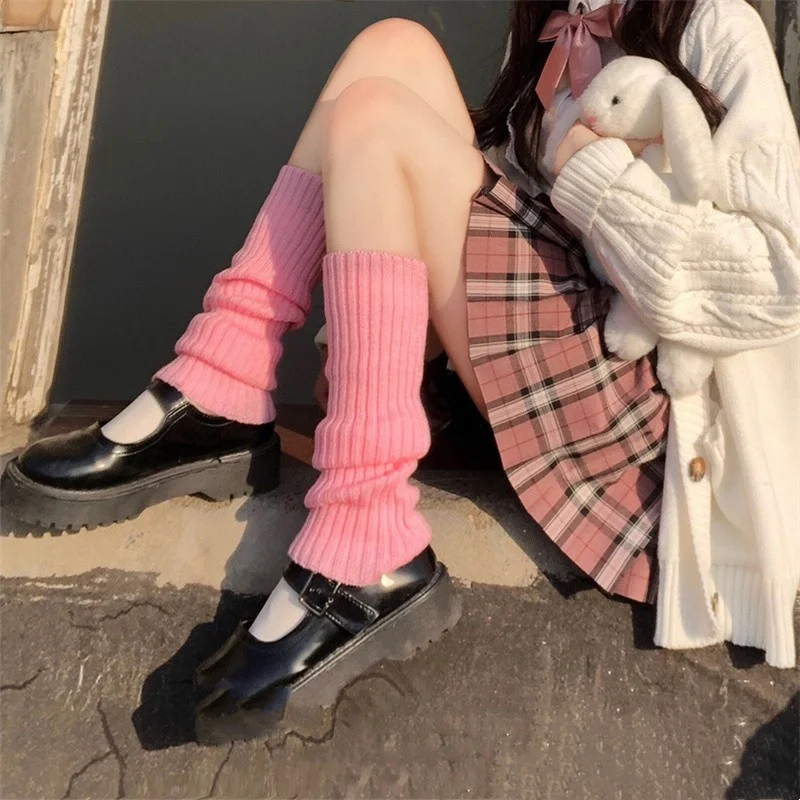 Calentador de piernas de lana Multicolor para mujer, medias de cubierta de  calentamiento de pies, accesorios de fiesta, calcetines de tubo largos  elásticos elegantes - AliExpress