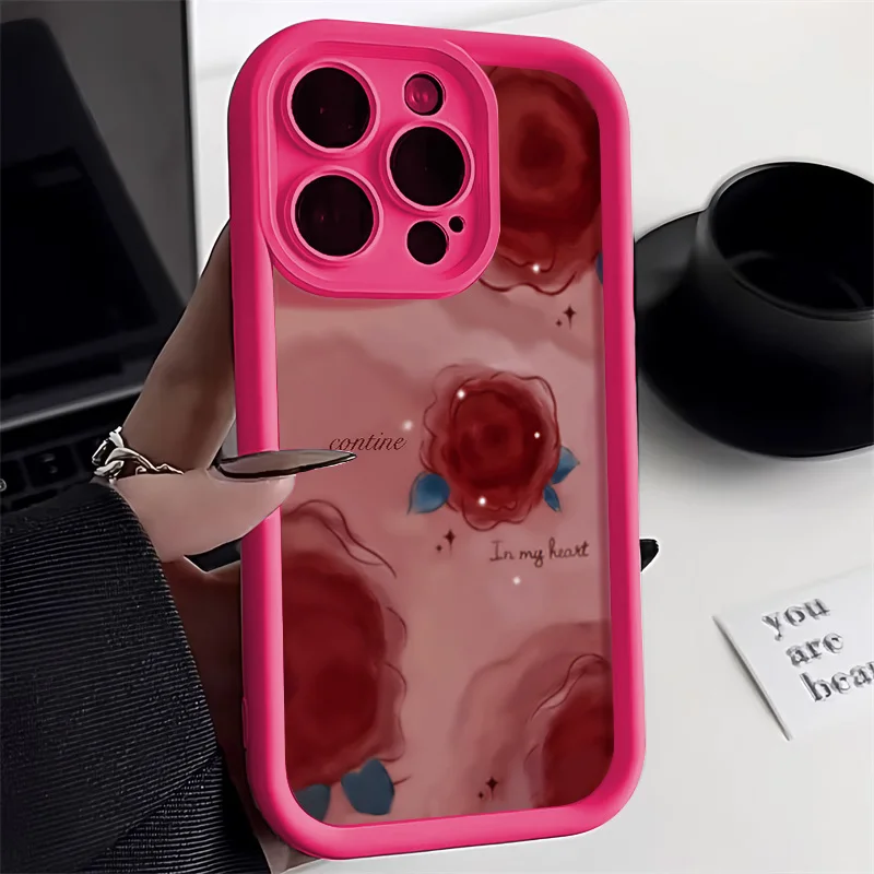 Elegant Rose Flower Candy Color Soft Silicone Phone Case Cover
