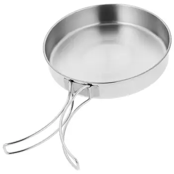 Stainless Steel Steaks mini Folding Frying Pan NO coating Eggs Frying Pot Outdoor Portable Cooking Utensil Gas Induction Stove