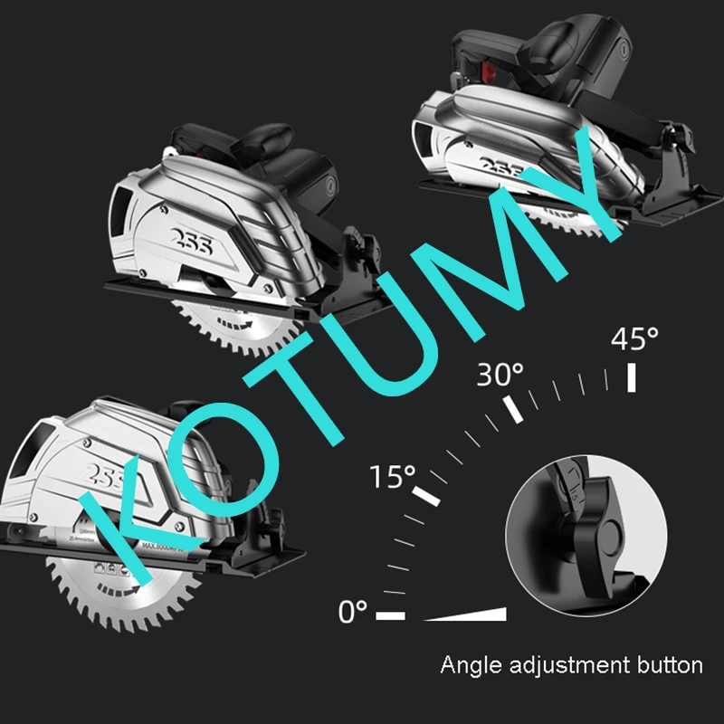 0-80mm AC 0-45 ° 조절 가능한 9/10인치 다기능 목공 절단 전동 공구 전기 원형 톱 역방향 절단기