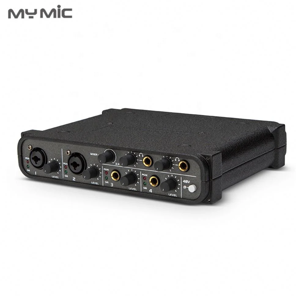 

YYHCNew Design 4 Channels Audio Interface Sound Card Studio Recording For Live Broadcasting