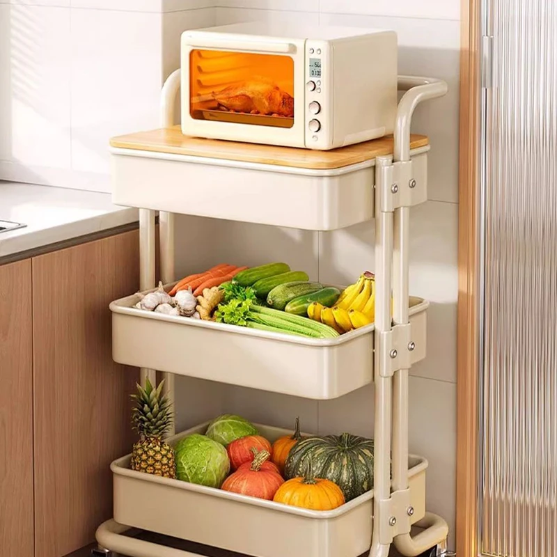 Description Picture 3 of itemFolding Storage Holders Kitchen Fruit Organize Baskets Bedroom Living Room Multifunctional Toy Organizer Cart with Wheels