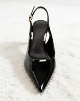 Sexy Black Pointed Toe Patent Leather Pumps Women Luxury Metal Ankle Strap Buckle Brand Designer Shoes Cozy Commuter Office Shoe - Image 5