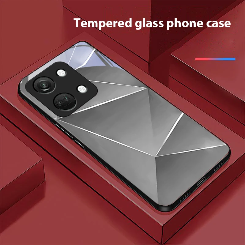 Geometric Prism Black Tempered Glass Hard Shell Phone Case