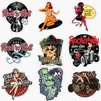 Adesivo per chitarra elettrica Adesivi per auto ragazza sexy Pinup Rockabilly Musica Chitarra Rock and Roll Tattoo Biker Decalcomanie 3D impermeabili