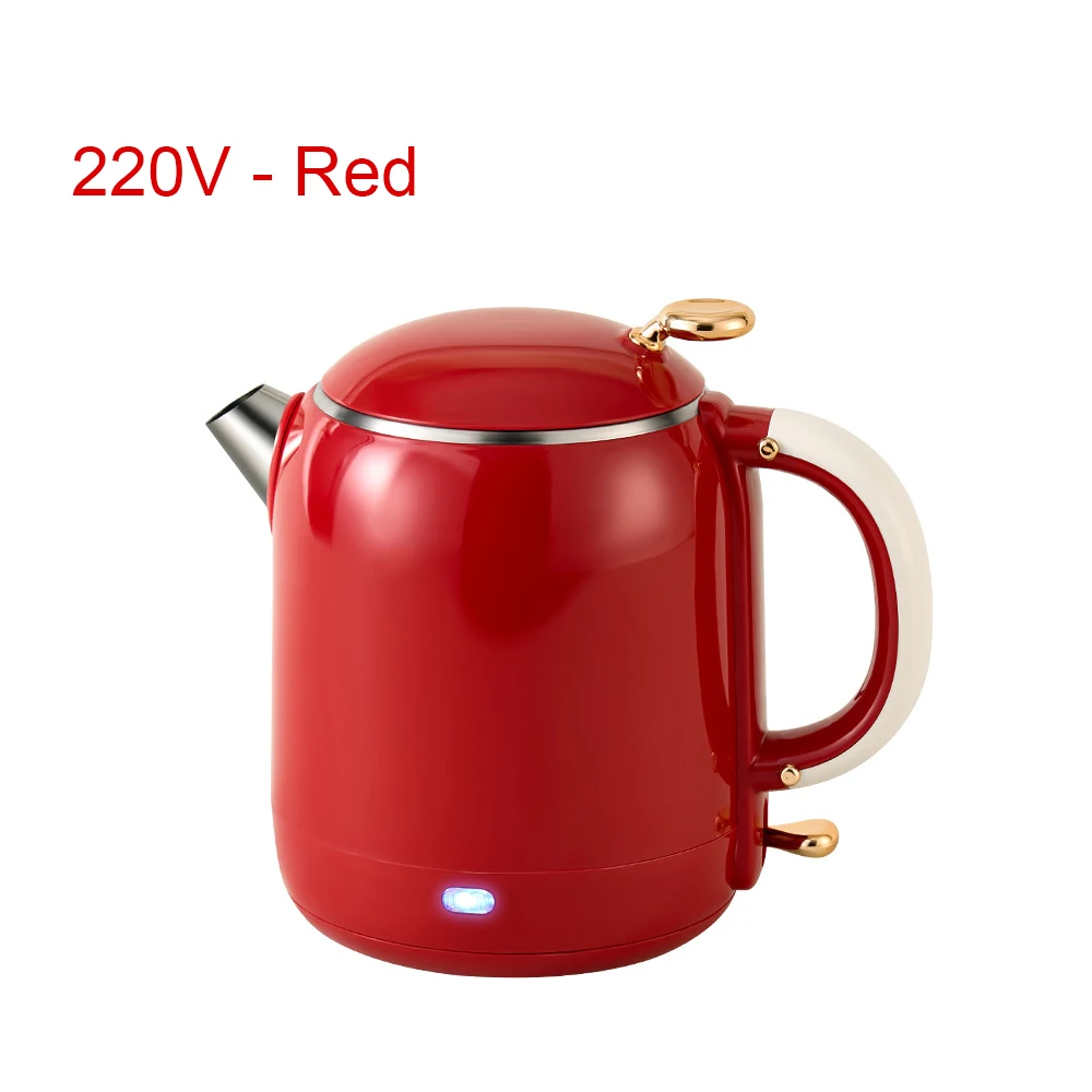 קומקום חשמלי וינטאג' 1 ליטר מהיר לבשל תה קפה מחמם קומקום בידוד נייד כיבוי אוטומטי גדול עם כיסוי מחולק