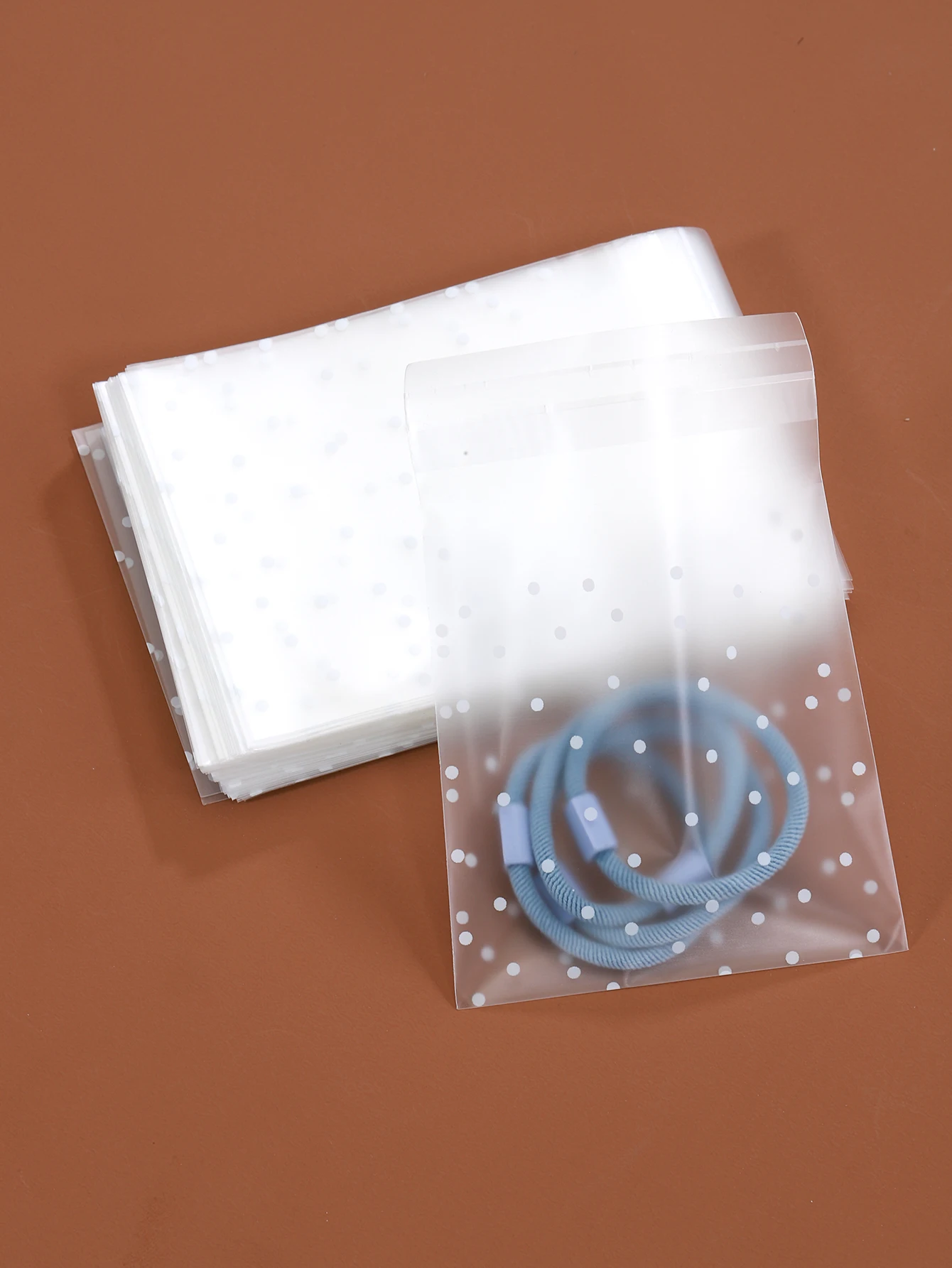 100pcs Plastic Transparent Packaging Cellophane Bags White Snowflake Dot Gift Bag DIY Self Adhesive Candy Cookie Pouch for Party