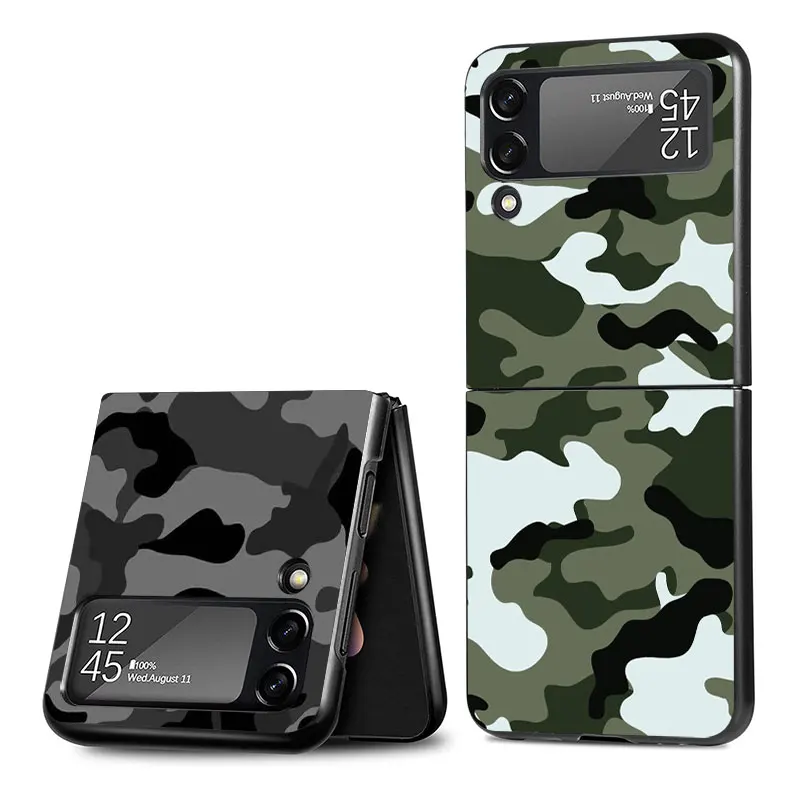 삼성 갤럭시 ZFlip3 ZFlip Z 플립 4 Z 플립 3 5G Flip4 ZFlip5 Flip3 백 블랙 위장 카모 밀리터리 용 전화 케이스