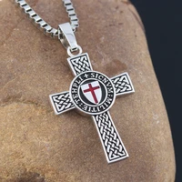Cross Templar 925 Silver Classic Pendant Necklace Double-sided Men's Amulet 1
