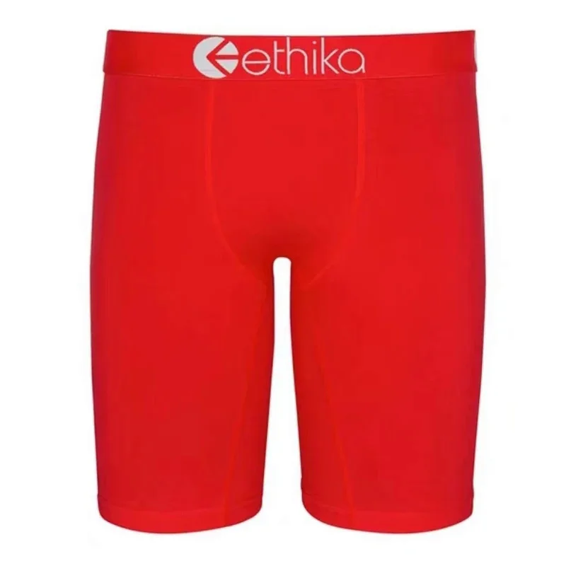 ETHIKA Mens Underwear Solid Color 100% Cotton Breathable Underware Casual Men Boxer Briefs Shorts Sweatpants Black Plus Size