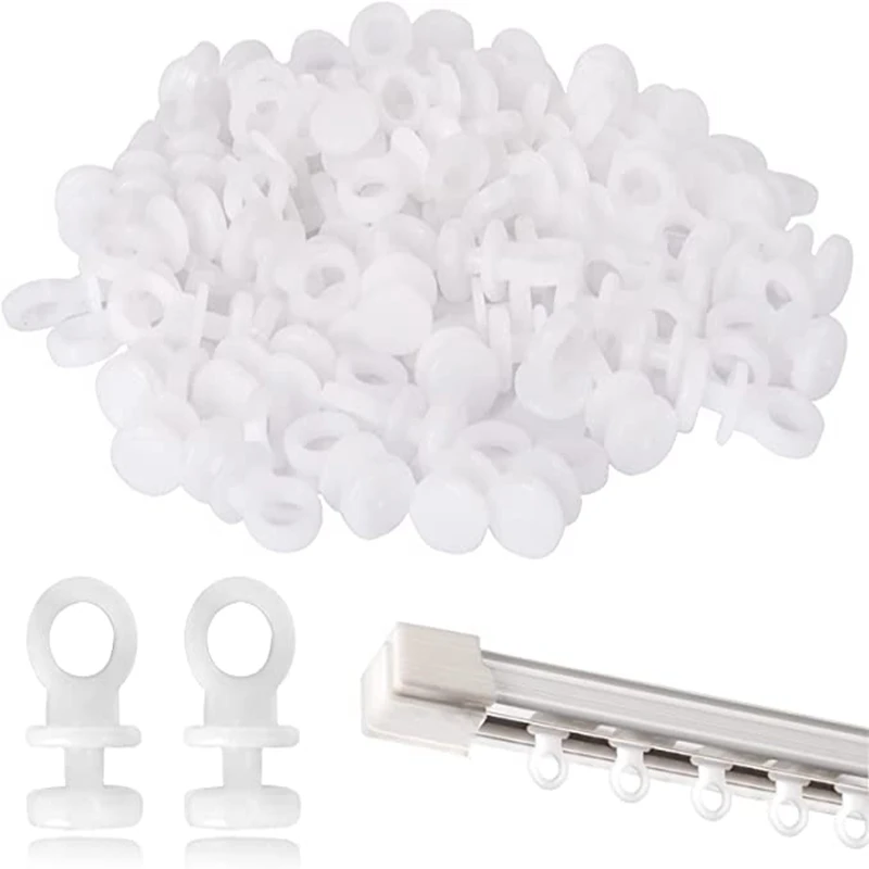 100 Pcs Curtain Hooks Rollers Curtain Rail Slider Hooks Curtain Track