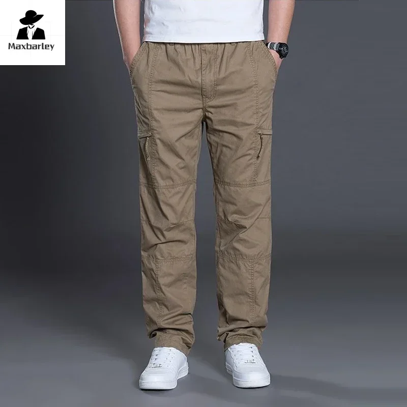 الصيف الخريف أزياء الرجال السراويل عارضة القطن السراويل الطويلة مستقيم ركض أوم زائد حجم 5xl 6xl السراويل المسطحة للرجال الملابس