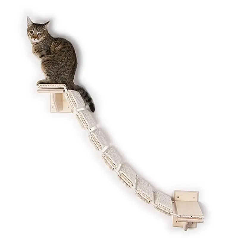 

Wall Mount Cat Ladder Wooden Step Shelf Cat Climber Pet Supplies Ladder With Woven Ropes For Pet Owners Hospital Veterinarians