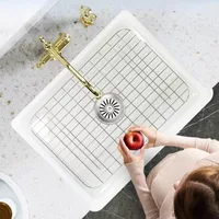 อ่างล้างหน้าเซรามิกสีขาวบริสุทธิ์ อ่างครัวขนาดใหญ่แบบหนา อ่างล้างหน้าใต้เคาน์เตอร์ขนาดใหญ่สำหรับใช้ในบ้าน อุปกรณ์ห้องน้ำ 2