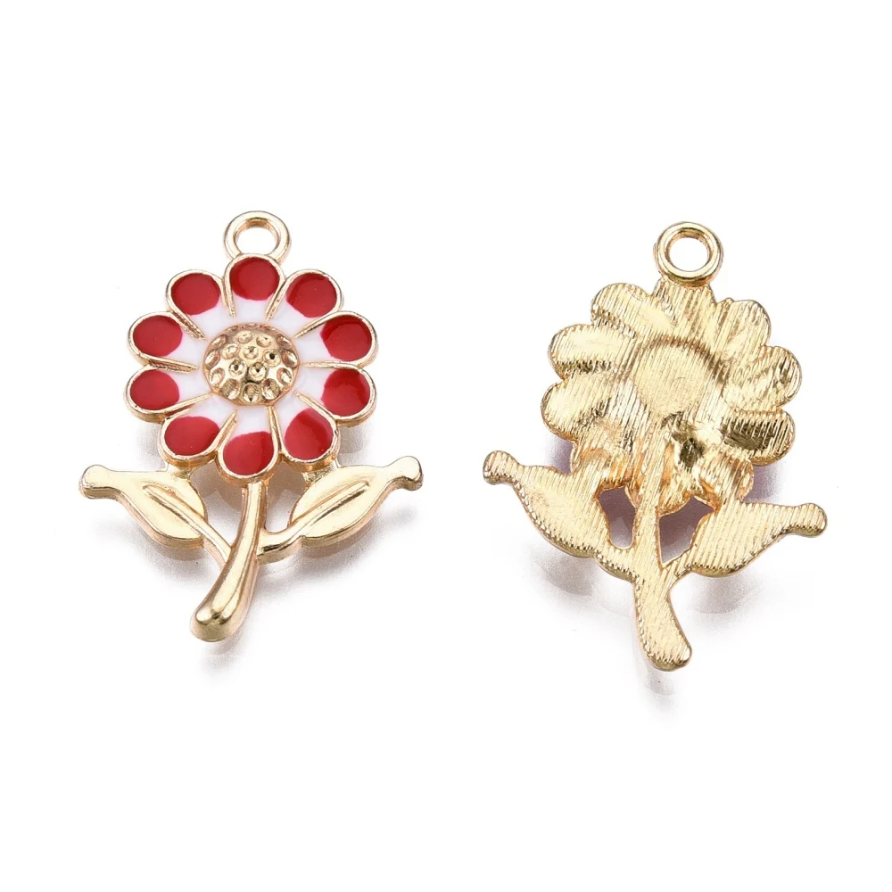 100pcs Alloy Enamel Sunflower Pendants Big Daisy Flower Randomly mix Color for jewelry making DIY Necklace Home Crafts Decor