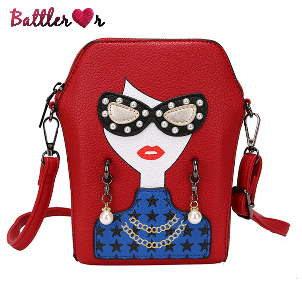 Cartoon Character Design Shoulder Bag For Women Fashion Ladies Purses And Handbags Zippered Designer Bag Cross Body Pu Leather