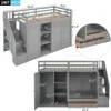 Bed Frame Functional Twin Loft Bed with Stairs 2Drawer and 3 Shelves Twin Size Loft Bed Frame with Wardrobe No Box Spring Needed 3