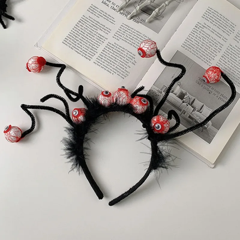 New Halloween Headband Spooky Zombie Ghost Red Eyeball Design Hairband Ghost Festival Party Horror Props Hair Accessories 2023