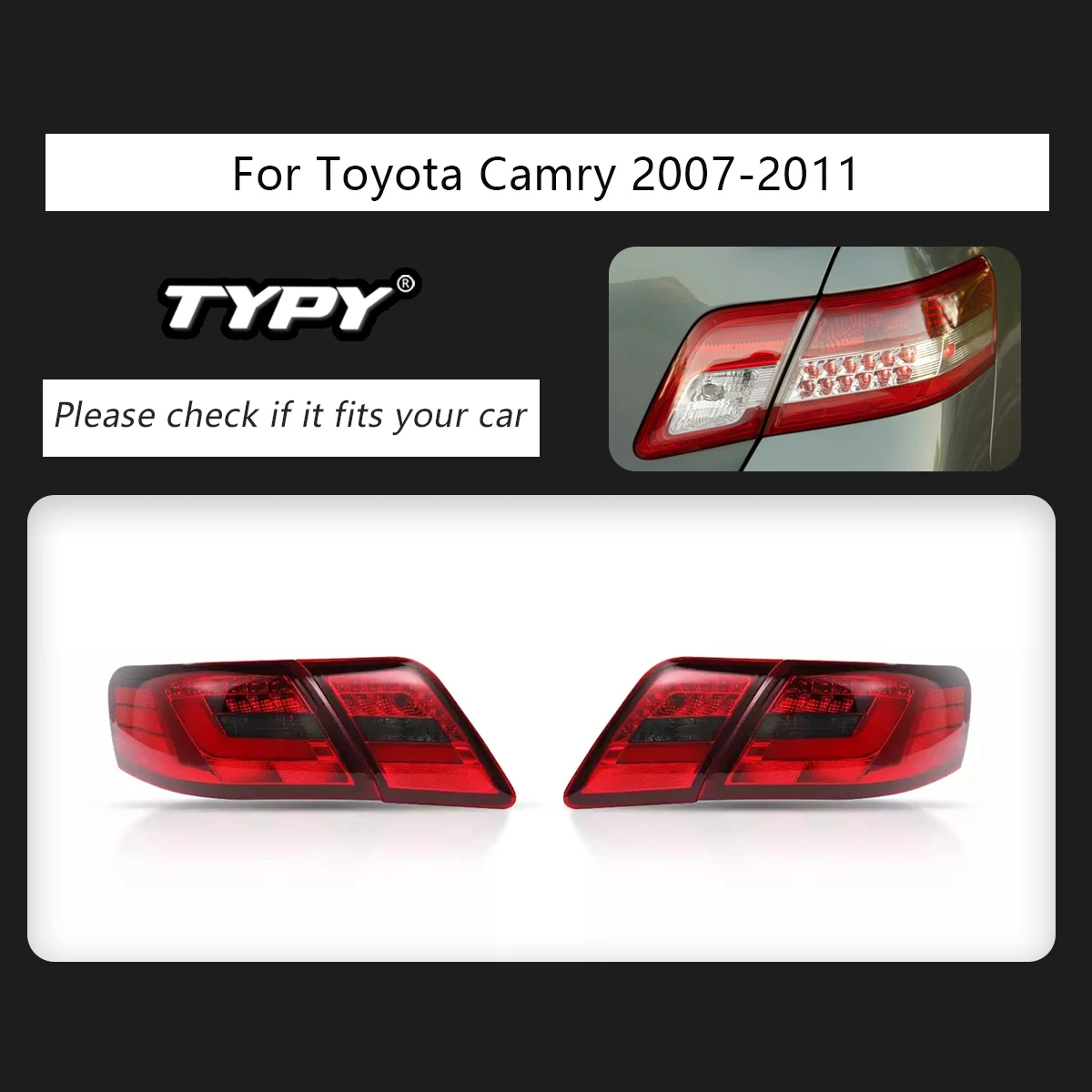 Rear Driver Side Taillight For 2007-2009 Toyota Camry (Base, LE, CE, SE, XLE) - Halogen, Part #8156133460