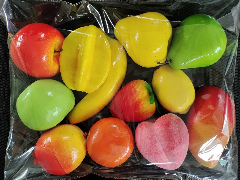 Artificial Fruits and Vegetables Random 12pc Simulation Fruit Vegetable Set Apple Peach Green Pepper for Home Kitchen Table Decor Photo Props Kids Toys