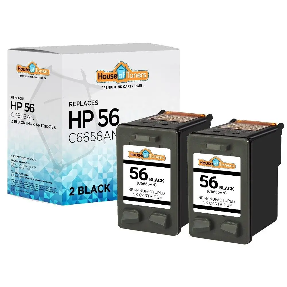 

2-pk 56 Black Ink for HP OfficeJet 4110 4215 5505 5510 5600 5605 5610 6105 6110