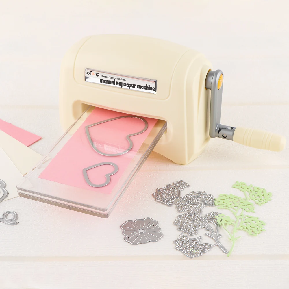Mini Manual Dies Cutting and Embossing Machine Beige Colors DIY Handcraft Die-Cut Machine Craft Scrapbooking Album Cutting Tools