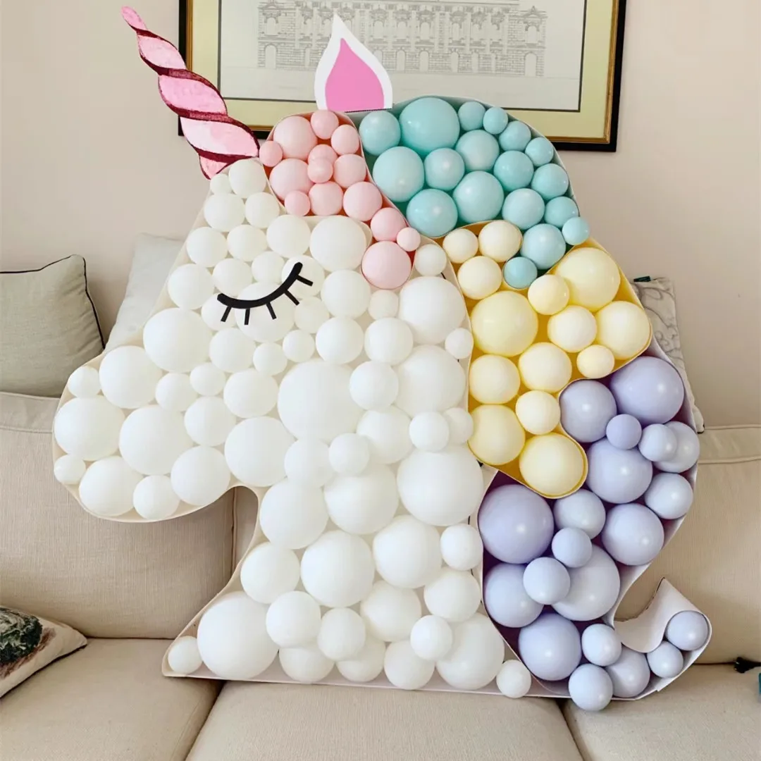 1Set DIY Unicorn Shape Balloon Filling Frame Box Unicorn Party