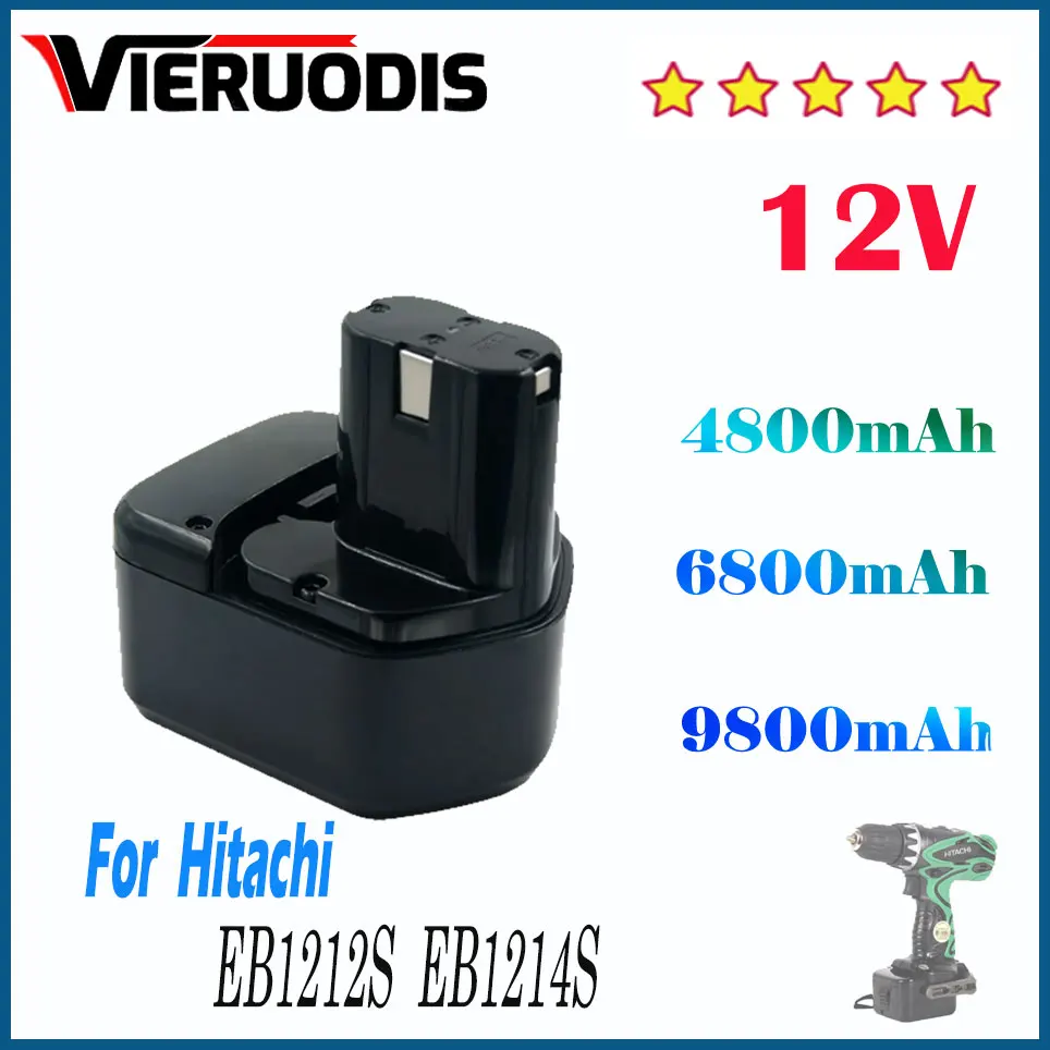 

12 В для Hitachi EB1212S EB1214S 4800/6800/9800 мА/ч перезаряжаемая батарея для дрели Hitachi EB1220BL EB1214S WR12DMR CD4D