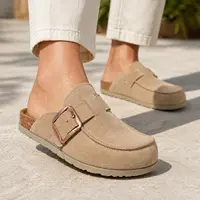 Mules en daim véritable Evshine pour femme, nouvelles pantoufles à enfiler avec semelle en liège, pantoufles unisexe en mousse à mémoire de forme avec soutien de la voûte plantaire 2