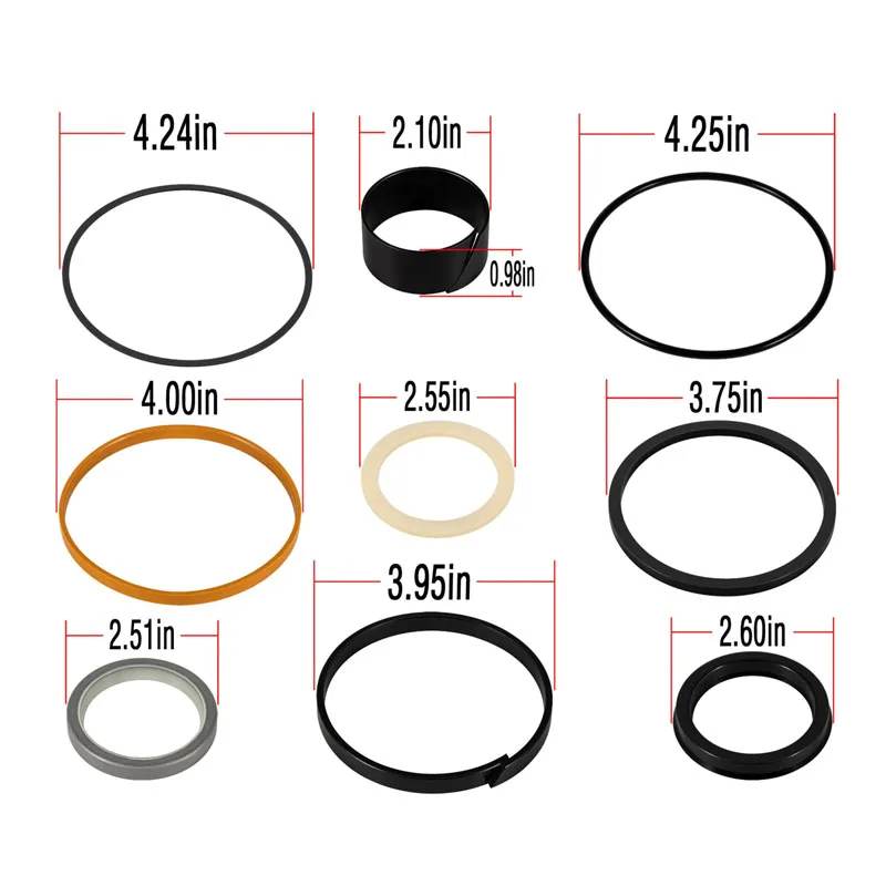 1543273C1/G109423/G105545 Hydraulic Cylinder Seal Kit (for Rod Size: 2'', Bore Size: 4'') & Case 450 455 1286 1450 1450 1550 Etc