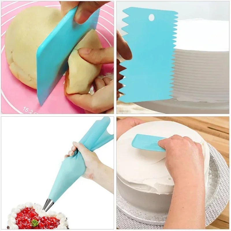 3Pcs/Set Cream Scraper Irregular Teeth Edge Spatulas Dough Cake Cutter Slicer Pastry Cutter Scraper Kitchen Baking Pastry Tools