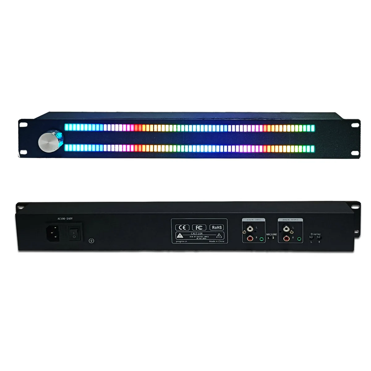 Analyseur Spectre Musique LED 64x2 - VU Meter 19 Couleurs - Visualiseur Rythme Audio Professionnel