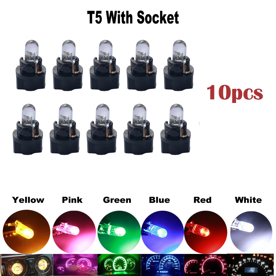 thumbnail image 2 of 74 Gauge Control Panel Lights 10-Pack DC 12V T5 74 Gauge Yellow Dashboard Lights - 1.2W Bulbs For Car Interior Controls 10 Pack Car Instrument Lights 2 of 10