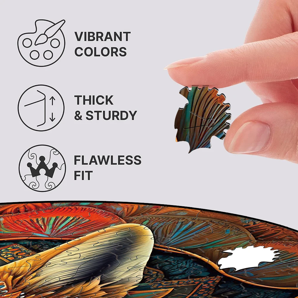 Wooden Puzzle Mandala Fox Ethnic Wooden Jigsaw Puzzle Unique Animal Shaped Pieces Charming Fox Puzzle Best Gift For Adults, Kids 4