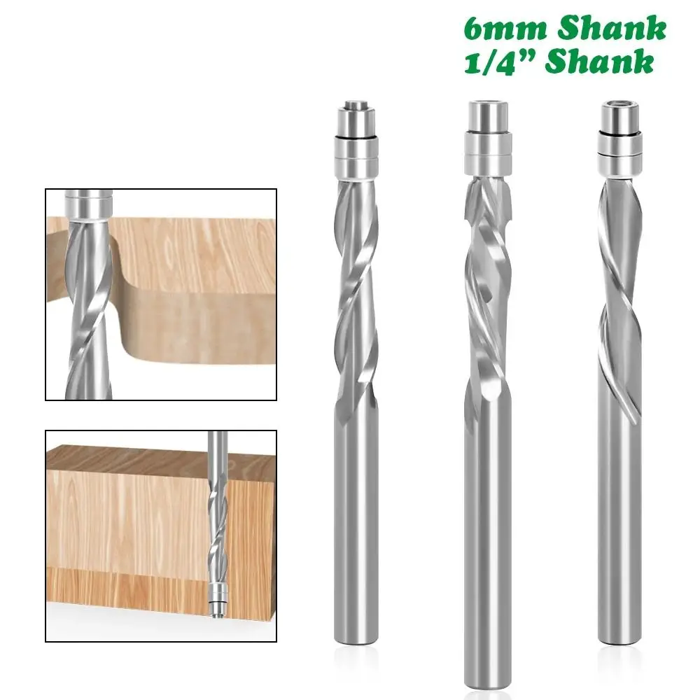 

Quality Two Flute 6mm 6.35mm Shank Solid Carbide Bearing Flush Trim Woodworking Milling Cutters Router Bits End Mill