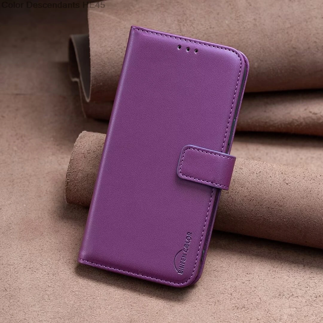 Genuine Leather Magnetic Card Holder Flip Wallet Phone Case with Stand Feature