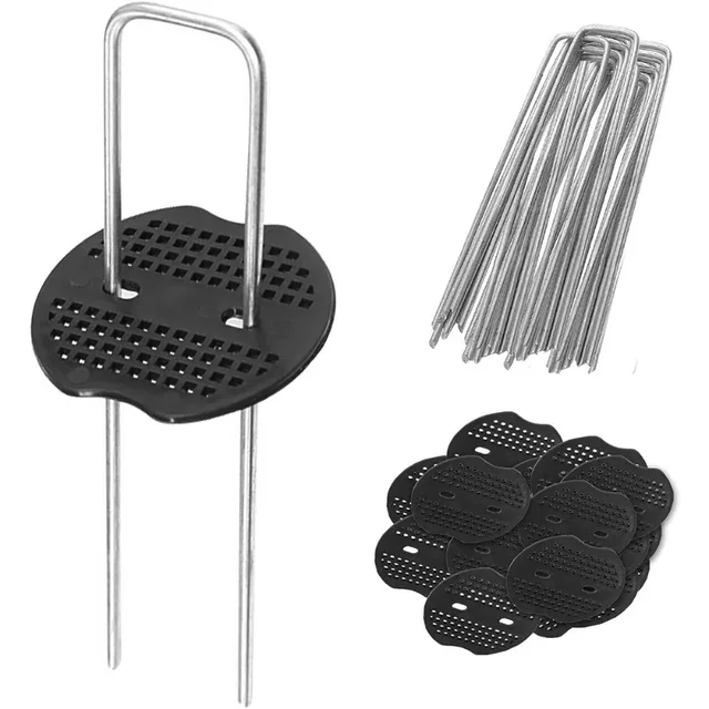 100/10pcs Plastic Gaskets for U-shaped Nail Garden Staples Pegs Gasket Landscaping Ground Covering Tubing Film Fixed Peg Pads 6